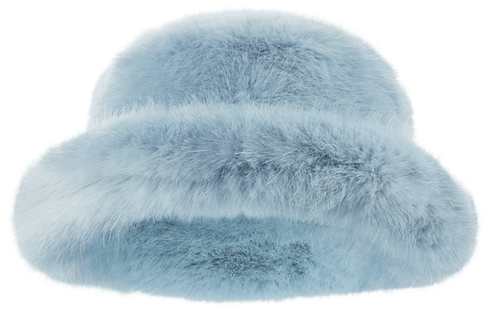 blue fur bucket hat