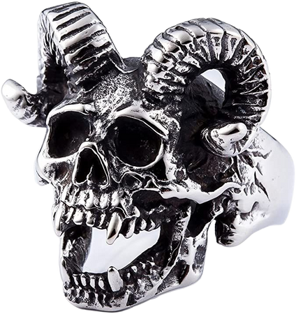 *clipped by @luci-her* ZMY Mens Fashion Jewelry 316L Stainless Steel Rings for Men Punk Silver Demon Skull Ring (7)|Amazon.com