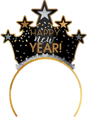 Black, Gold & Silver Happy New Year Tiara Headband | Party City Canada