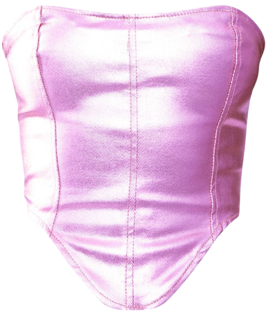 Pink Metallic Coated Denim Corset Top | PrettyLittleThing USA
