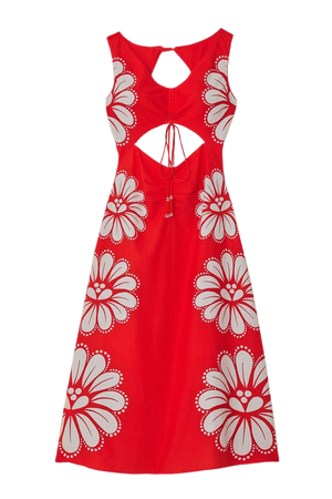 Red Ainika Shell LENZING™ ECOVERO™ Euroflax™ Midi Dress – FARM Rio