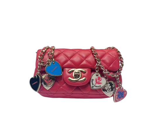 Chanel Chanel Quilted Lambskin Leather Charms Micro Mini Flap Pink | Grailed