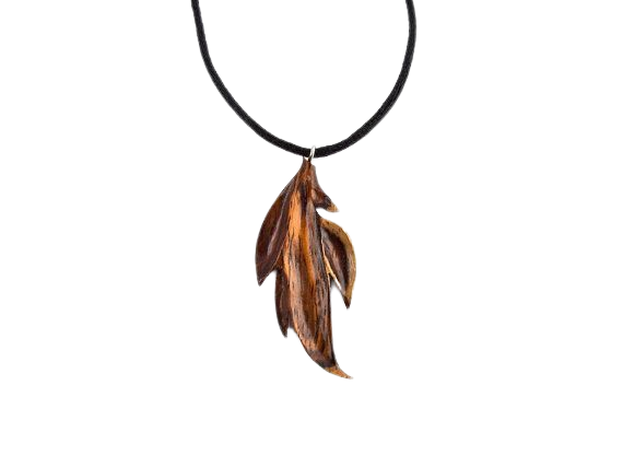 wooden leaf necklace