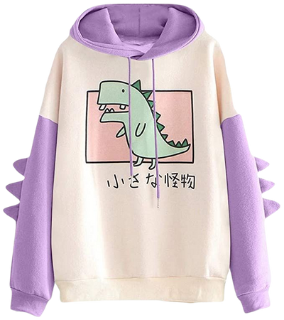 Meikosks Women's Dinosaur Sweatshirt Cute Print Pullover Long Sleeve Splice Hoodies Tops at Amazon Women’s Clothing store