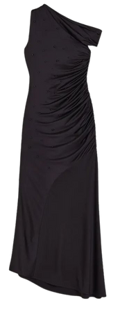 Asymmetric Gathered Jersey Dress - Black - Ladies | H&M US