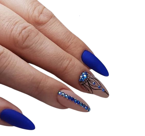 Matte Blue Sparkle Nails