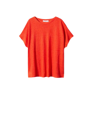 Oversized linen t-shirt - Women | Mango USA
