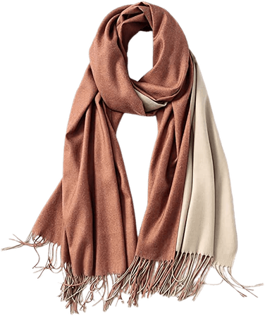 Cashmere Feel Warm 2 Tone Shawl - Oversized 78"x28" Wrap Scarf (Rusty Brown and Ivory) at Amazon Women’s Clothing store