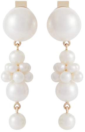 Sophie Bille Brahe - Petite Tulip 14kt yellow gold earrings with pearls | Mytheresa