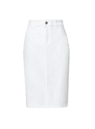 White Denim Midi Skirt | Dorothy Perkins