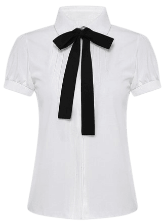 styling/ Preppy Style Causal School Girls Bow Tie Shirt White Blouses Peter Pan Collar Women Summer Tops Ladies Korean Fashion Clothing-in Blouses & Shirts from Women's Clothing on AliExpress - 11.11_Double 11_Singles' Day | ShopLook