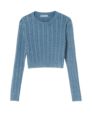 Faded cable-knit crew neck sweater - Sweaters and cardigans - Woman | Bershka