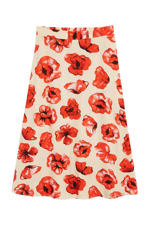 Poppy print lightweight midi skirt - Poppy print - Monki WW