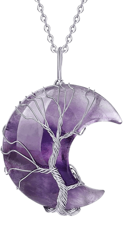 Amazon.com: XIANNVXI Healing Crystal Stone Amethyst Necklaces Tree of Life Wire Wrapped Crescent Moon Pendant Necklace Spiritual Witchcraft Reiki Natural Gemstone Quartz Jewelry Birthday Gifts for Women Men: Clothing