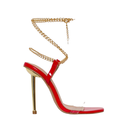 Amarissa Red Patent Clear Chain Heels
