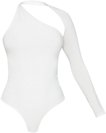 White One Shoulder Asymmetric Bodysuit | Tops | PrettyLittleThing USA