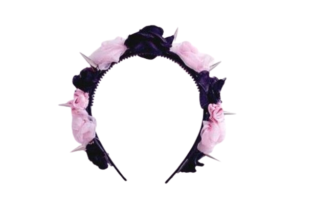 Pastel Goth Spiked Rose Headband