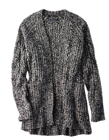 AE Slouchy Cable Cardigan Sweater, Charcoal | American Eagle Outfitters