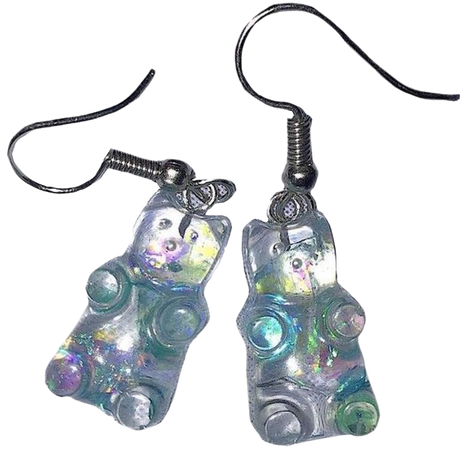 Holographic gummy bear earrings