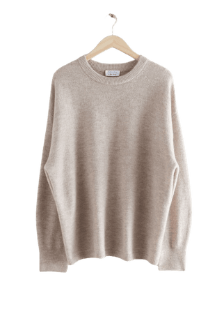 Oversized Wool Knit Jumper - Beige - Sweaters - & Other Stories