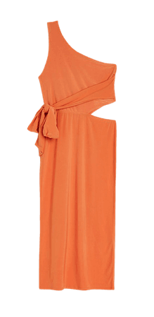 Orange one shoulder midi dress | River Island