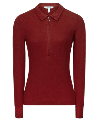 Milina Red Ribbed Jersey Zip Up Top – REISS