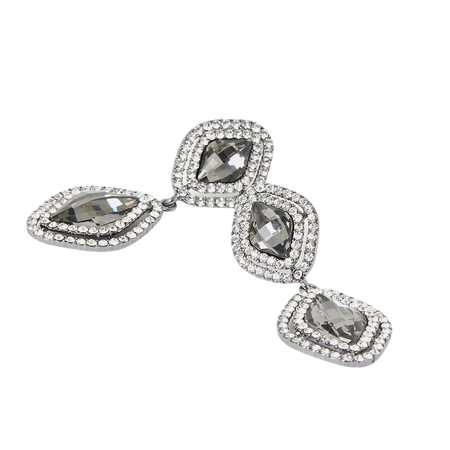 Grey jewel diamante paved drop earrings | River Island
