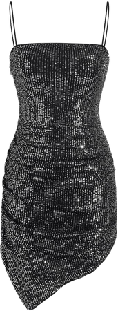 Sequins Square Neck Solid Ruched Mini Dress - Cider