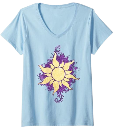 Amazon.com: Womens Disney Tangled Sunshine Doodle V-Neck T-Shirt: Clothing
