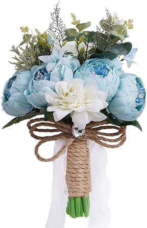 Amazon.com: Romantic Artificial Peony Rose Wedding Bouquet Bridal Holding Bouquets Bride Bridesmaid Bouqeut Wedding Flowers Decoration (Blue) : Home & Kitchen