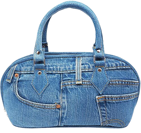 Bijoux de Ja Blue Denim Trim Curved Shape Top Handle Handbag Purse (denim): Handbags: Amazon.com