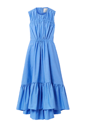 Lucia Gathered Tiered Cotton-poplin Midi Dress - Blue