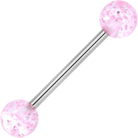 Grade 23 Titanium Pink Glitter Ball Barbell Tongue Ring – BodyCandy