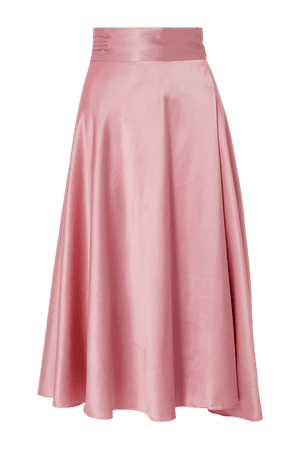 Pastel pink Draped silk-satin wrap midi skirt | HARMUR | NET-A-PORTER