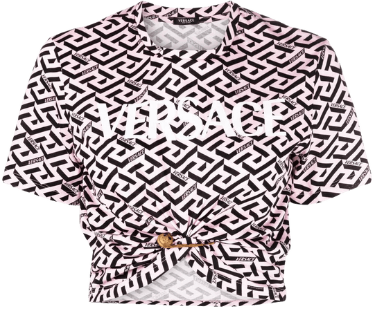 Versace logo-print Cropped T-Shirt - Farfetch