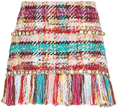 AREA Fringed Tweed Mini Skirt | INTERMIX®