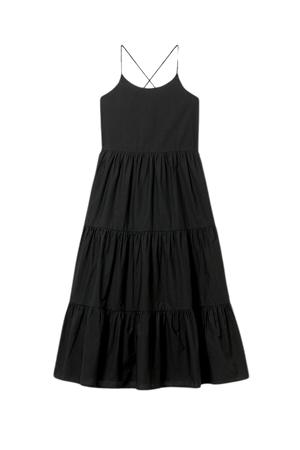 Tiered Poplin Maxi Dress - Black - Monki WW