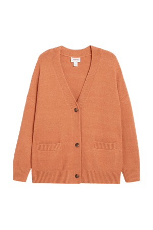 Long knitted cardigan - Dusty orange - Cardigans - Monki GB
