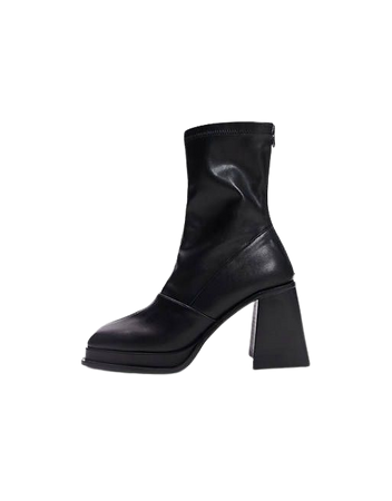 Topshop Maddie block heel sock boot in black | ASOS