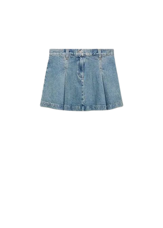 Pleated denim mini-skirt - Women | Mango USA