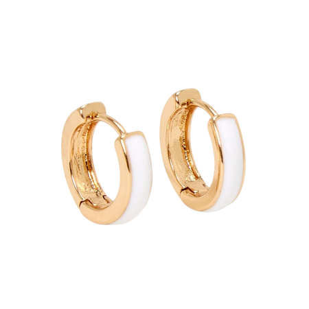Gold & White Enamel 15MM Huggie Hoop Earrings | Claire's US