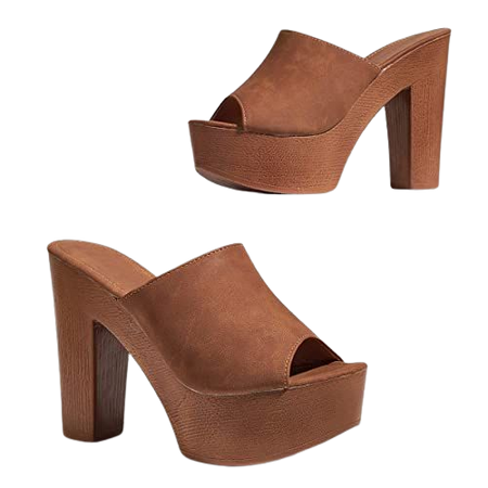 Amazon.com | Women's Peep Toe Block Heeled Platform Mules Sandal Faux Wood Clog Summer Shoes | Shoes