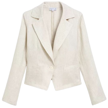 beige striped unlined linen jacket | agnès b.