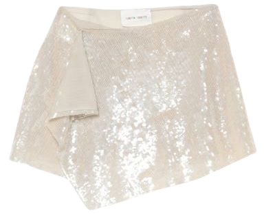white sequin wrap mini skirt