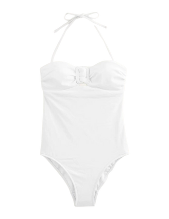 Wrap Buckle Bandeau Swimsuit - White | Boden US