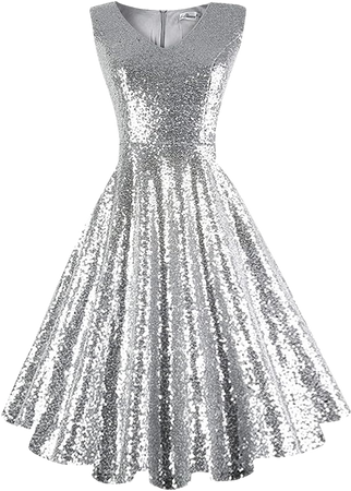 Amazon.com: Dressever Women's 50s 60s Vintage Sleeveless Cocktail Party Dress with Pockets Sequins Champagne 3X : Clothing, Shoes & Jewelry