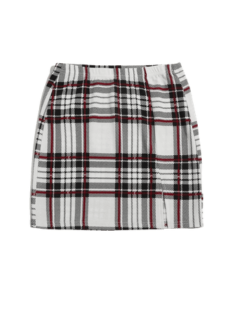 SHEIN Tartan Slit Hem Skirt | SHEIN USA