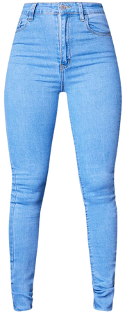 Plt L32 Mid Blue Wash 5 Pocket Skinny Jeans | PrettyLittleThing USA