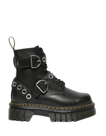 Dr Martens Audrick 8-eye boots with silver hardware in black | ASOS