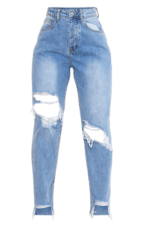 PLT Mid Blue Wash Extreme Ripped BF Jeans